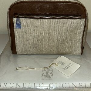 COPY - Brunello Cucinelli  canvas and leather travel case dop kit new